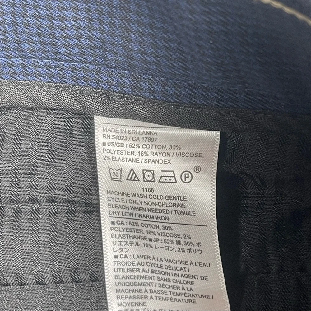 NWT Banana Republic Grayson Chino Pants Mens 33x29 Houndstooth Blue Slim Hemmed
